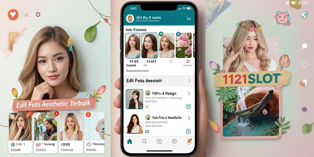 Antarmuka aplikasi 1121SLOT untuk edit foto aesthetic yang menarik.