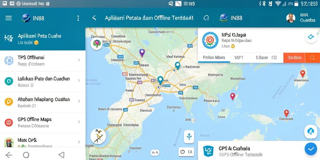 Tampilan antarmuka IN88 dengan fungsi GPS Offline Maps yang intuitif.